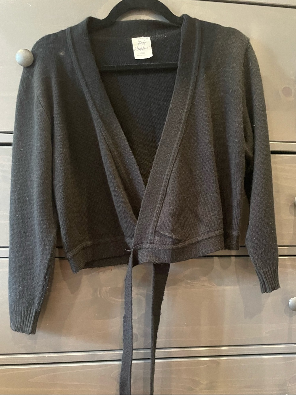 Body Wrappers Black Cropped Wrap Sweater Women (Junior) size Medium